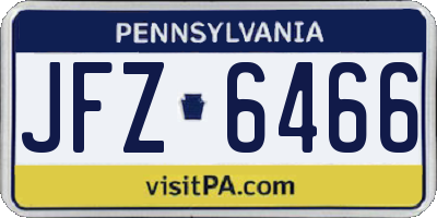 PA license plate JFZ6466