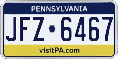 PA license plate JFZ6467