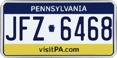 PA license plate JFZ6468