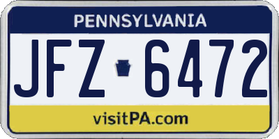 PA license plate JFZ6472