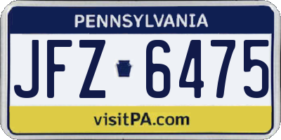PA license plate JFZ6475
