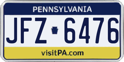 PA license plate JFZ6476