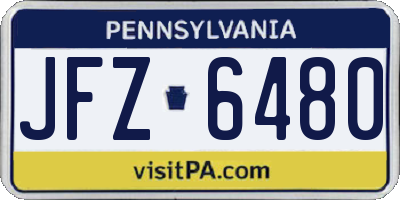 PA license plate JFZ6480