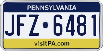 PA license plate JFZ6481