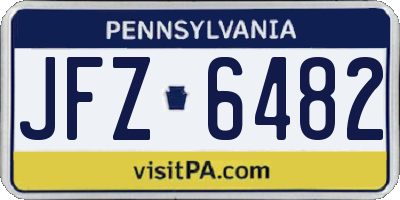 PA license plate JFZ6482