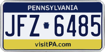 PA license plate JFZ6485