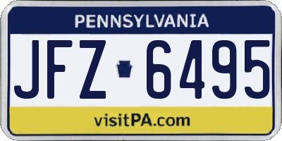PA license plate JFZ6495