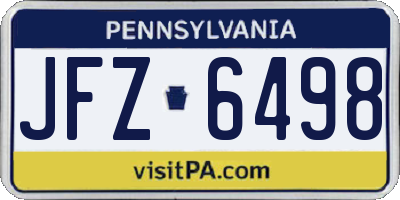 PA license plate JFZ6498