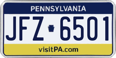 PA license plate JFZ6501