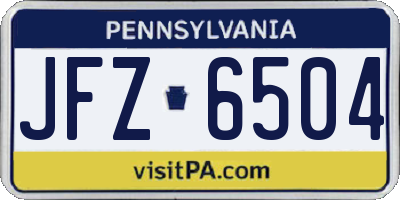 PA license plate JFZ6504