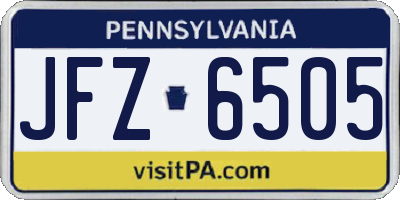 PA license plate JFZ6505