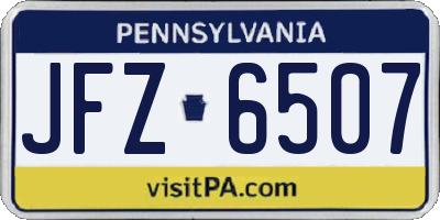 PA license plate JFZ6507