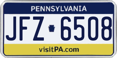PA license plate JFZ6508