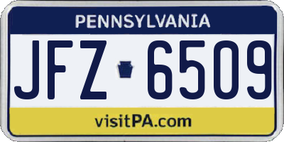 PA license plate JFZ6509