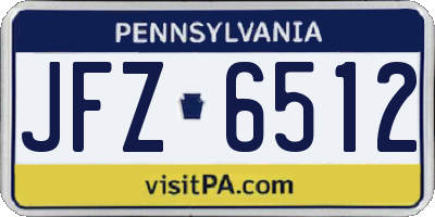 PA license plate JFZ6512