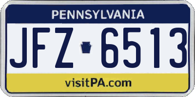 PA license plate JFZ6513