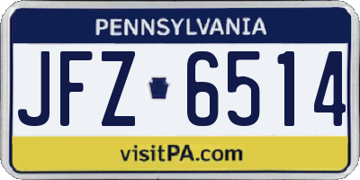 PA license plate JFZ6514