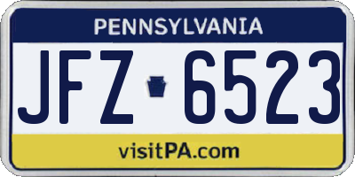 PA license plate JFZ6523