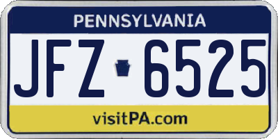 PA license plate JFZ6525