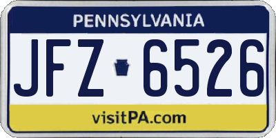 PA license plate JFZ6526