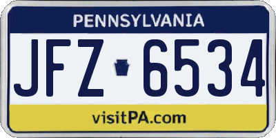 PA license plate JFZ6534