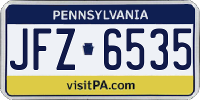 PA license plate JFZ6535