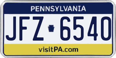 PA license plate JFZ6540