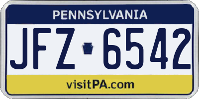 PA license plate JFZ6542