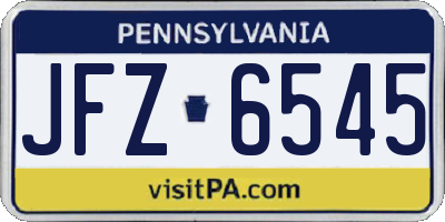 PA license plate JFZ6545