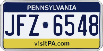 PA license plate JFZ6548
