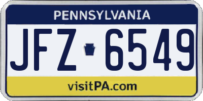 PA license plate JFZ6549
