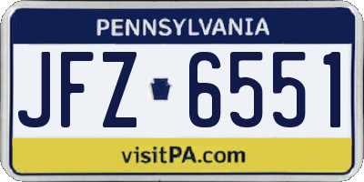 PA license plate JFZ6551