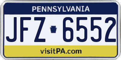 PA license plate JFZ6552