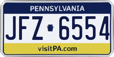 PA license plate JFZ6554