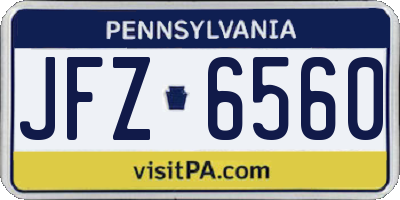 PA license plate JFZ6560