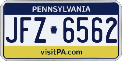PA license plate JFZ6562