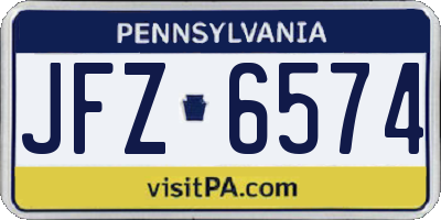 PA license plate JFZ6574