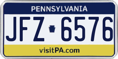 PA license plate JFZ6576