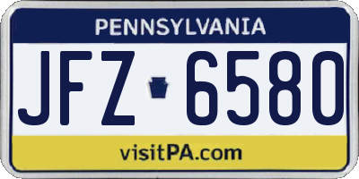 PA license plate JFZ6580