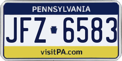 PA license plate JFZ6583