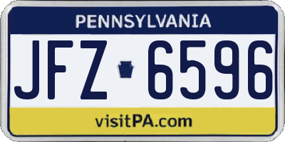 PA license plate JFZ6596