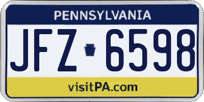 PA license plate JFZ6598