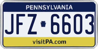PA license plate JFZ6603