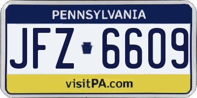 PA license plate JFZ6609