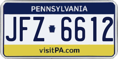 PA license plate JFZ6612