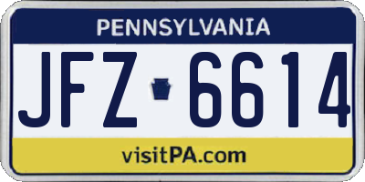 PA license plate JFZ6614