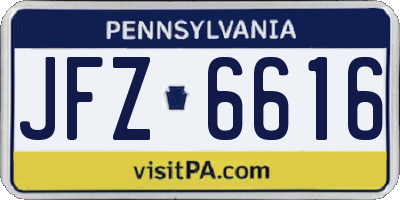 PA license plate JFZ6616