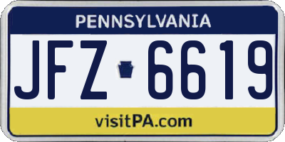 PA license plate JFZ6619