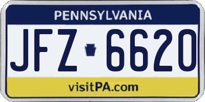 PA license plate JFZ6620