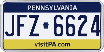 PA license plate JFZ6624